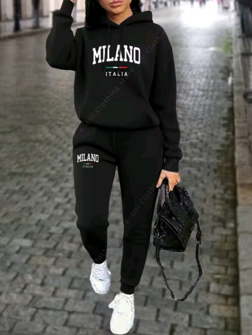 Women's Milano Pants Set Sweatpants And Sweatshirt Hoodie Suit